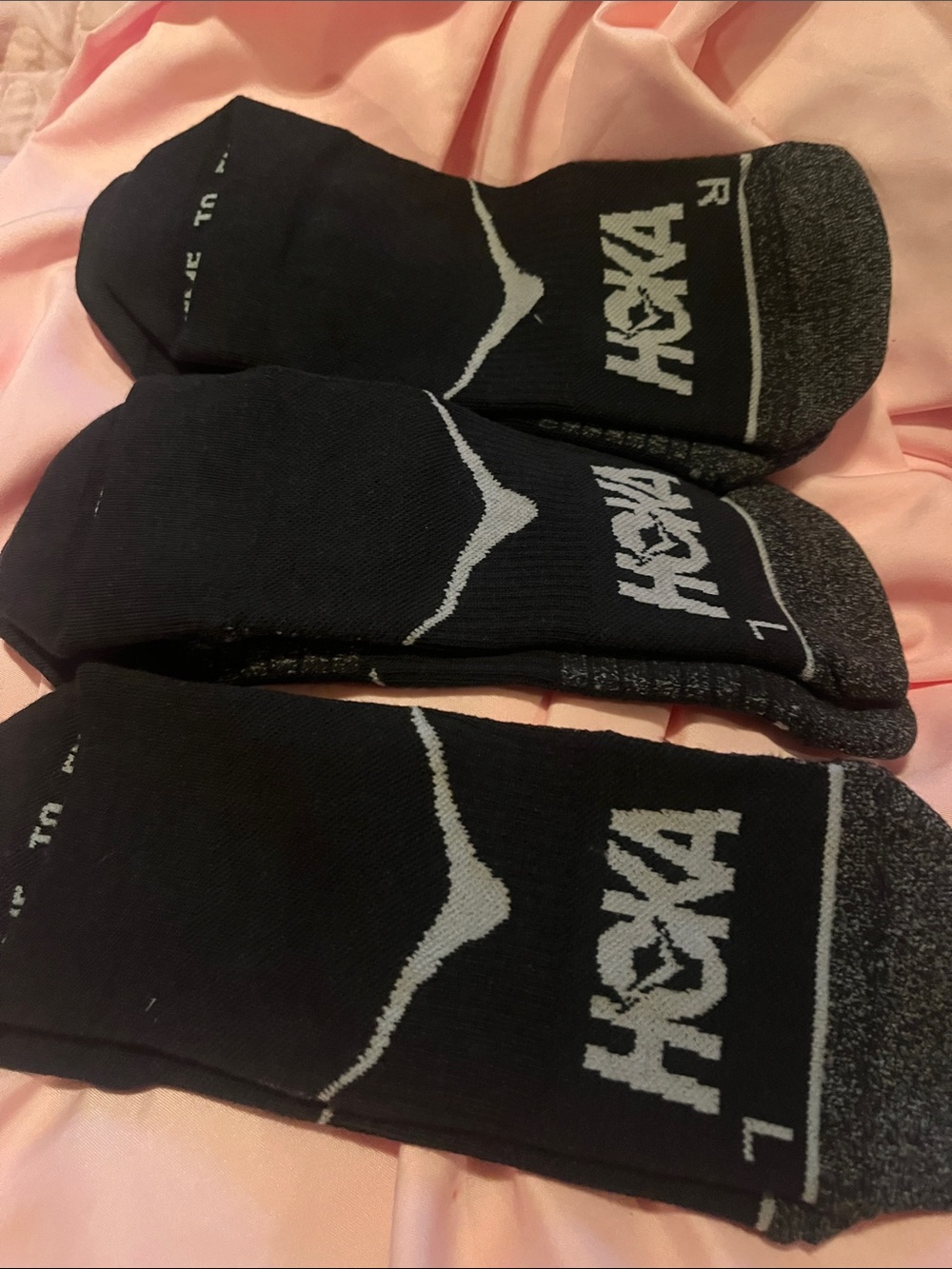 Hoka Black Athletic Crew Socks with Gray Accents